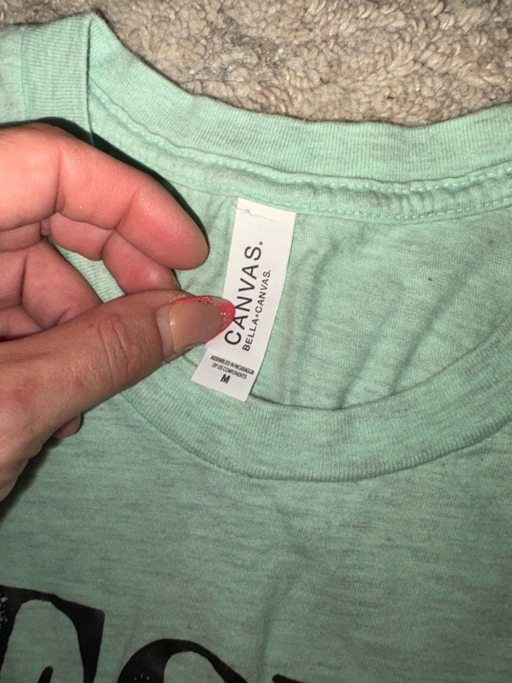 3/$15! Women’s MED Bella Canvas Soft Mint Green Tee Jesus Loves You & I’m Trying - Picture 3 of 3